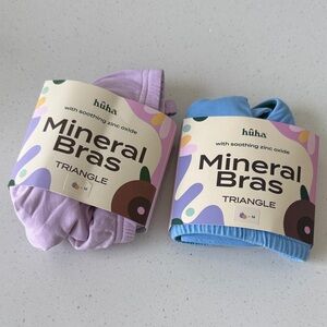 NWT Huha Triangle Mineral Bras with soothing zinc oxide